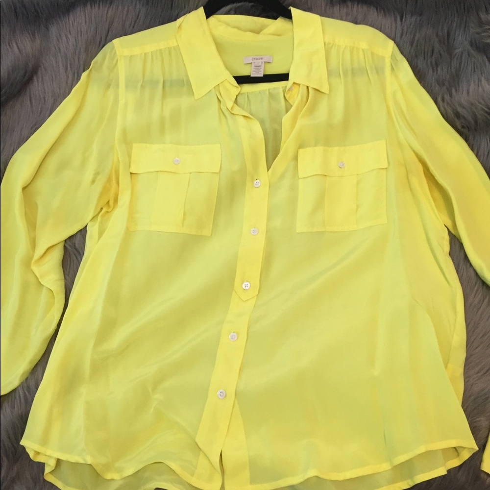JCREW- Silk yellow neon blouse